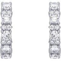 Jewelco London Women's Sterling Silver CZ Cluster Huggie Hoop Earrings