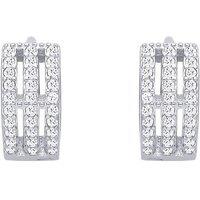 Jewelco London Women's Sterling Silver CZ Triple Row Huggie Hoop Earrings