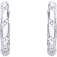 Jewelco London Women's Sterling Silver Moondust Twist Huggie Hoop Earrings