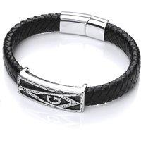 Jewelco London Men's Mens Steel Masonic G Symbol Cuff Bracelet 13mm 8" 21cm in White