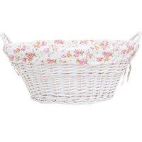 Orsina Carton Of 3 White Wash Split Willow Baskets With Floral Linings
