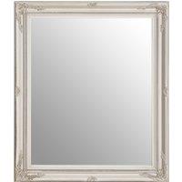 Orsina Classic Silver Finish Mirror, Antique Wall Mirror With Floral Reliefs, Regency-Inspired Mounted Mirror