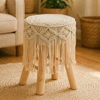 Orsina Durable Village Weave Seat Stool, Stylish Bohemian Design Kitchen Bar Stool, Versatile Bar Stool For Lounge in Natural