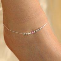 The Colourful Aura Women's 925 Silver Pink Silver Round Ball Thin Payal Anklet