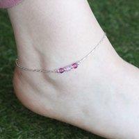 The Colourful Aura Women's Pure Silver Colourful beaded Summer Indie Boho Indian Payal Anklet