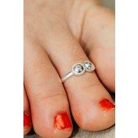The Colourful Aura Women's 1 Pcs 925 Silver Adjustable Bohemian Two Ball Plain Round Toe Ring