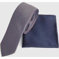Burton Men's Navy Foulard Tie & Pocket Square