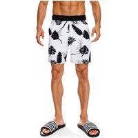 MODISHION Men's Stylish Printing Beach Shorts with Drawstring in White | Size: 2XL