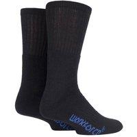 SOCKSHOP Workforce Men's 2 Pair Cushion Foot Cotton Work Socks in Black | Size: 7-11