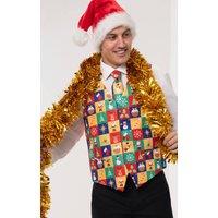 Dobell Men's Multicoloured Advent Calendar Christmas Waistcoat | Size: Large