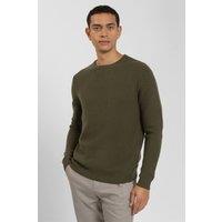Steel & Jelly Men's Honeycomb Crew Neck Jumper in Green | Size: XL