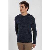 Steel & Jelly Men's Waffle Melange Crew Neck Jumper in Blue | Size: Large