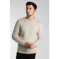 Steel & Jelly Men's Nep Crew Neck Jumper in Ecru | Size: Large