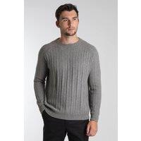 Steel & Jelly Men's Herringbone Raglan Crew Neck Jumper in Grey | Size: Medium