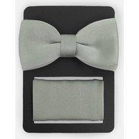 Maya Deluxe Men's Satin Bow Tie Pocket Square Set in Green