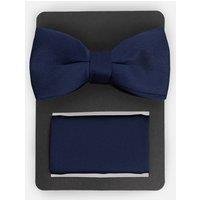 Maya Deluxe Men's Satin Bow Tie Pocket Square Set in Dark Navy