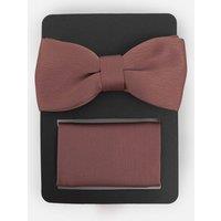 Maya Deluxe Men's Satin Bow Tie Pocket Square Set in Dark Mauve