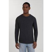 Larsson & Co Men's Mini Textured Knitted Jumper in Charcoal | Size: Large