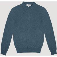 Larsson & Co Men's Knitted Long Sleeve Polo in Blue | Size: XL
