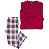 Atlas for Men Men's Checked Cotton Long Pyjama Set in Burgundy | Size: XL