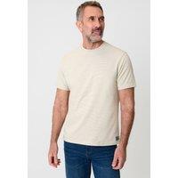 Saltwell Men's Stripe Crew Neck Cotton T-Shirt in Light Sand | Size: Large