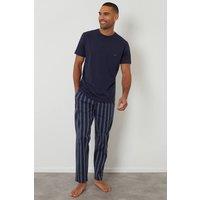 Threadbare Men's Stripe Pyjama Set in Navy | Size: Medium