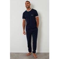 Threadbare Men's Contrast Binding Lounge Set in Navy | Size: Small