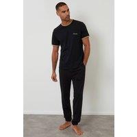 Threadbare Men's Contrast Binding Lounge Set in Black | Size: XL