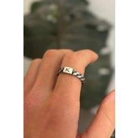 Outrage London Men's Silver Personalised Twist Chain Ring | Size: 10