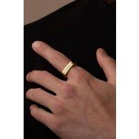 Outrage London Men's Gold Personalised 4-Sided Band Ring | Size: 9