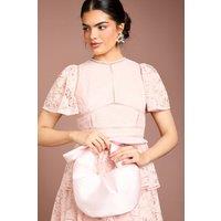 Coast Women's Jennifer Satin Bow Detail Grab Bag in Light Pink