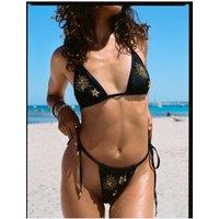 NastyGal Women's Embellished Celestial Bikini in Black | Size: 8