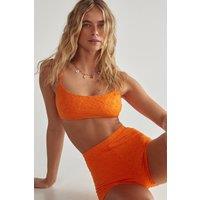 NastyGal Women's Floral Textured Crop Top & Short Bikini Set in Orange | Size: 18