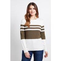 Wallis Women's Colour Block Stripe Knitted Jumper in Ivory | Size: XL