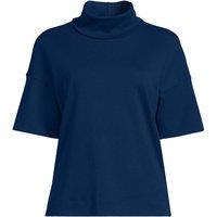 Lands' End Women's Relaxed Short Sleeve Supima Cotton Polo Neck Top in Navy | Size: 20