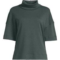 Lands' End Women's Relaxed Short Sleeve Supima Cotton Polo Neck Top in Bottle Green | Size: 14-16