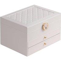 Dyzi Women's 3 Layer PU Leather Jewellery Box Organiser with Drawers White