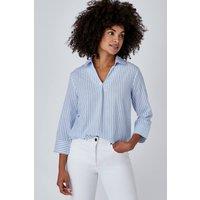 Damart Women's Relaxed Cotton Rich Tunic Blouse For Summer in Blue | Size: 14