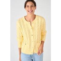 Damart Women's Pure Cotton Midweight Pointelle Cardigan in Yellow | Size: 22-24