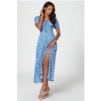 FS Collection Women's Floral Print Maxi Dress In Blue | Size: Small