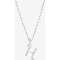 Simply Silver Women's Sterling Silver 925 Initial Pendant - H