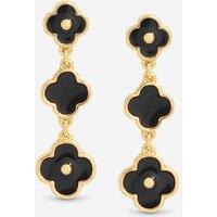 Mood Women's Jet Clover Multi Row Earrings in Gold