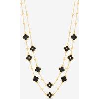 Mood Women's Jet Clover Multi Row Necklace in Gold