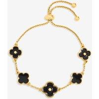 Mood Women's Jet Clover Multi Row Bracelet in Gold