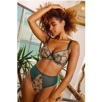 Playful Promises Women's Olivia Contrast Embroidery Balconette Bra in Teal | Size: 38H