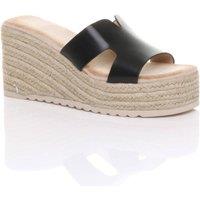 AJVANI Women's High Wedge Heel Platform Mule Sandals Espadrilles in Black | Size: 7