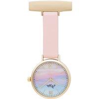 Annie Apple Women's Meraki Sunset Gold, Blush Leather Nurses Fob Watch in Gold