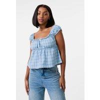 Pink Vanilla Women's Milkmaid Crop Top in Blue | Size: Medium