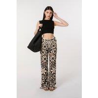 Pink Vanilla Women's Black Crochet Pants With Flower Pattern