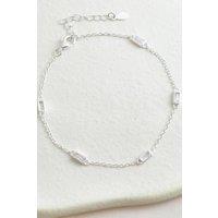 Mia Gioielli Women's Sterling Silver Baguette CZ Bracelet | Size: 18 cm